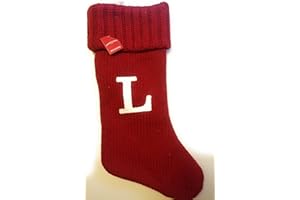 AL FARO HOME Wondershop Holiday Christmas Red Monogram Letter L Thick Knit Stocking Sock 19 Inches Mantel Decoration