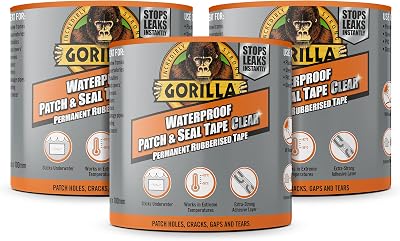 Gorilla Patch & Seal Tape 2.4m Clear 3 Pack Waterproof Sealant