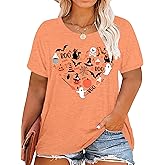 Plus Size Halloween Shirts Women Hocus Pocus Squad T-Shirt Sanderson Sisters Oversized Tee Tops