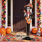 Novabright 2.9 ft Day of the Dead Boy Sugar Skull Outdoor Decor for Porch | Catrin, Wooden Skeleton Standing Yard Sign, for Dia De Los Muertos Front Door, Garden Outdoor Indoor, Halloween Decoration