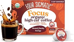Four Sigmatic High Caffeine Mushroom Coffee K-Cups | Organic Dark Roast Coffee with Lion’s Mane & Yacon | Focus & Immune Supp