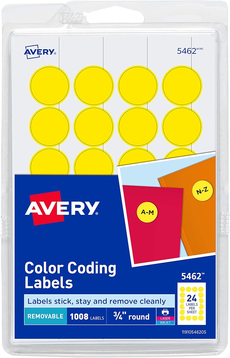Avery Print/Write SelfAdhesive Removable Labels, 0.75 Inch Diameter