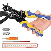Revolving Punch Plier Kit, XOOL Professional Leather Hole Punch Set,Leather Hole Punch Set for Belts, Watch Bands, Straps, Do