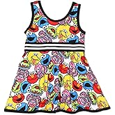 Sesame Street Girls Dress with Panties for Infant and Toddler – White/Multicolor