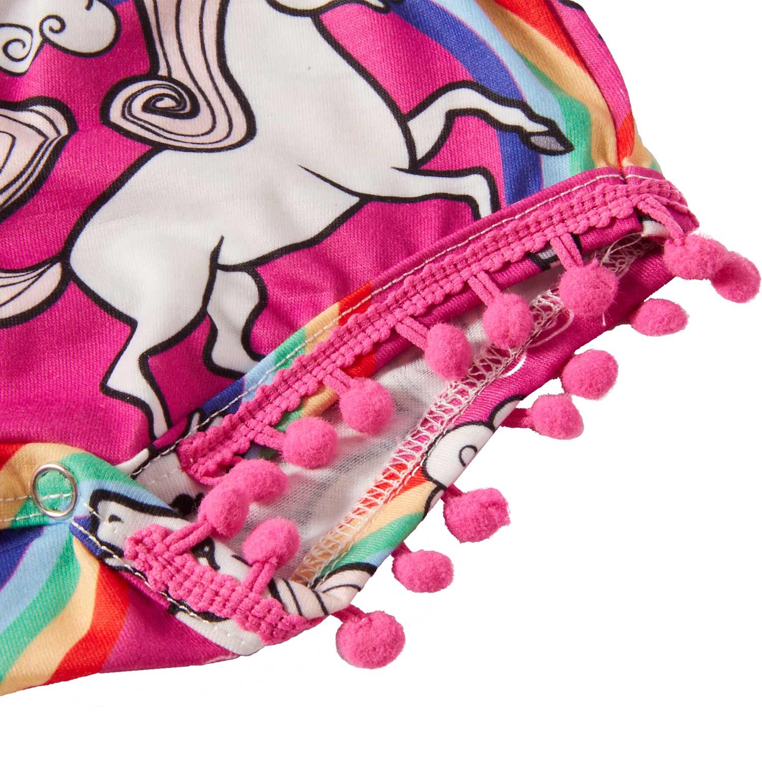 Leapparel 6-12 Months (Size 90) Baby Girls Printed Rainbow UnicornRose red Outfit First Birthday Rompers with Headband Long Sleeve Children Clothes ,Unicorn,3-6Months (Size 80)