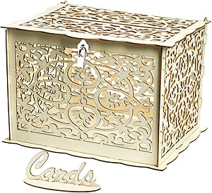 vLoveLife Caja de madera para tarjetas de boda, caja rústica ...