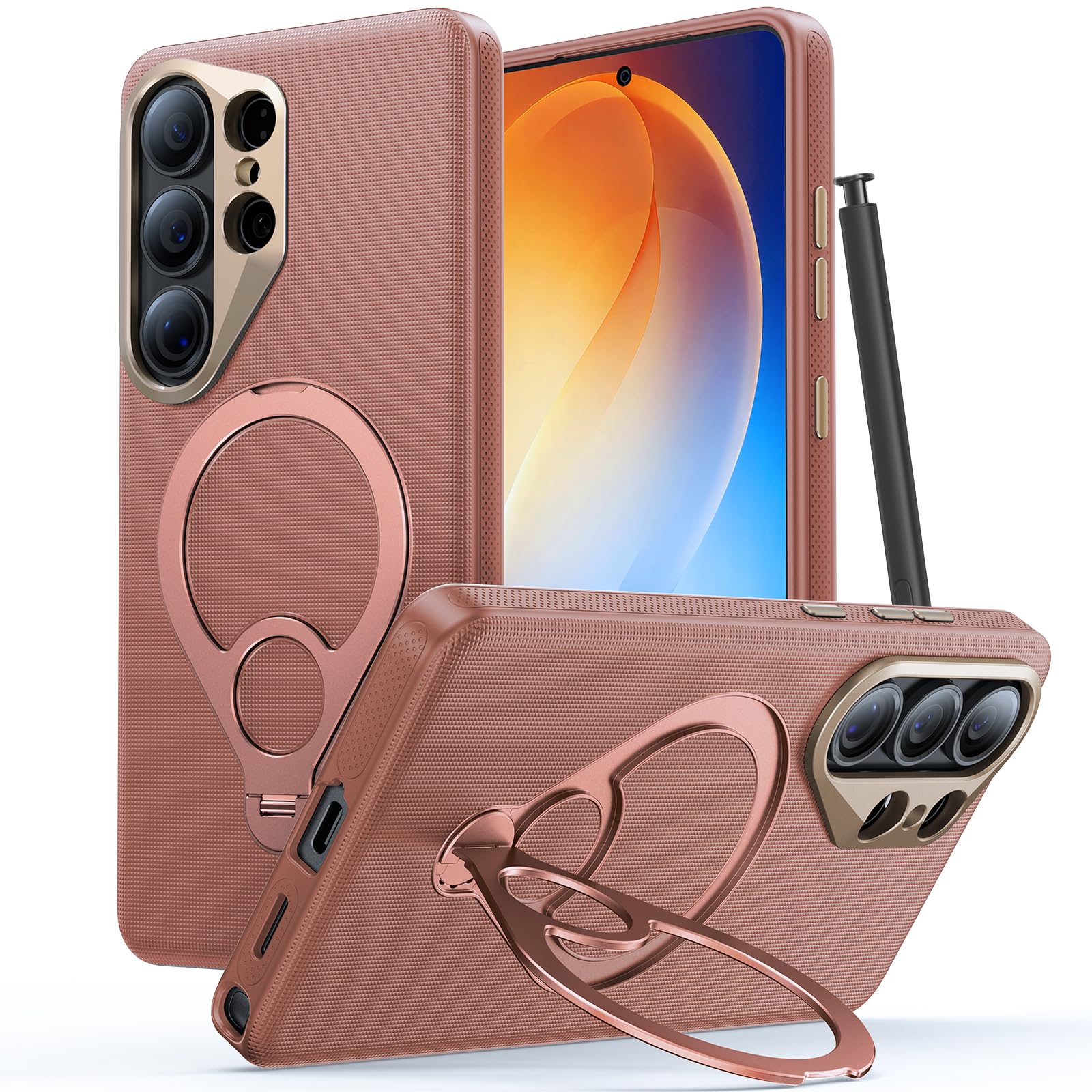 Vertmost Leather for Samsung Galaxy S26 Ultra Case with 360 Magnetic Stand, [Official Feel] Fit for MagSafe [Mil-Grade Protection] Shockproof Anti-Scratch Phone Case for Samsung S26 Ultra Case,Khaki