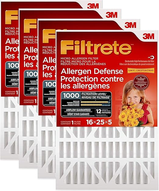 Filtrete MPR 1000 16x25x5 (4.31 Actual Depth) AC Furnace Air Filter, 4