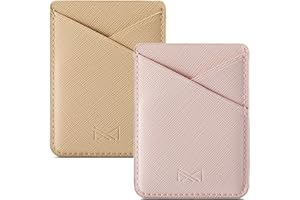 BIAJIYA Phone Card Holder, PU Leather Sleeve, Credit Card Holder Stick On Phone Case for iPhone Samsung Most Smartphones (Pink)