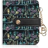 Women Wallet, RFID Blocking Bifold PU Leather Wallet, Small Slim Compact Purse with Clear ID Window & Zipper Coin Pocket, Credit Card Holder for Ladies,1 ID window 8 Card Slots,Skeleton and Bookshelf