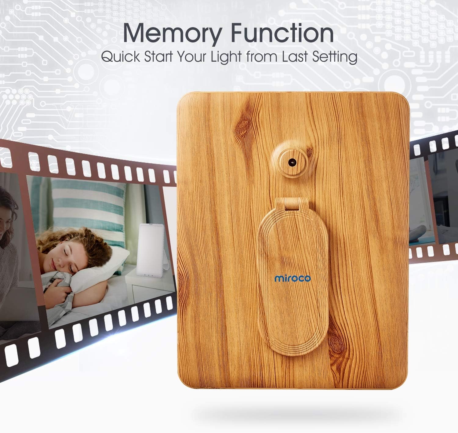 Miroco Light Therapy Lamp, UV-Free 10000 Lux LED Light, 90° Rotatable Standing Bracket, Timer Function, Adjustable Brightness Levels, Touch Control, Memory Function: Home & Kitchen