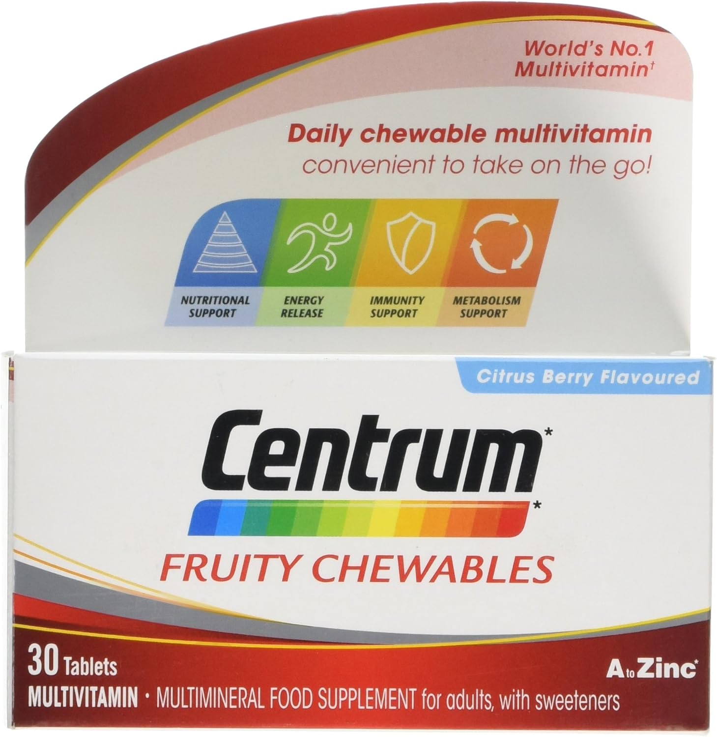 Centrum Fruity Chewables Multivitamin Tablets, chewy vitamins for adults with 13 essential vitamins including vitamin C, D