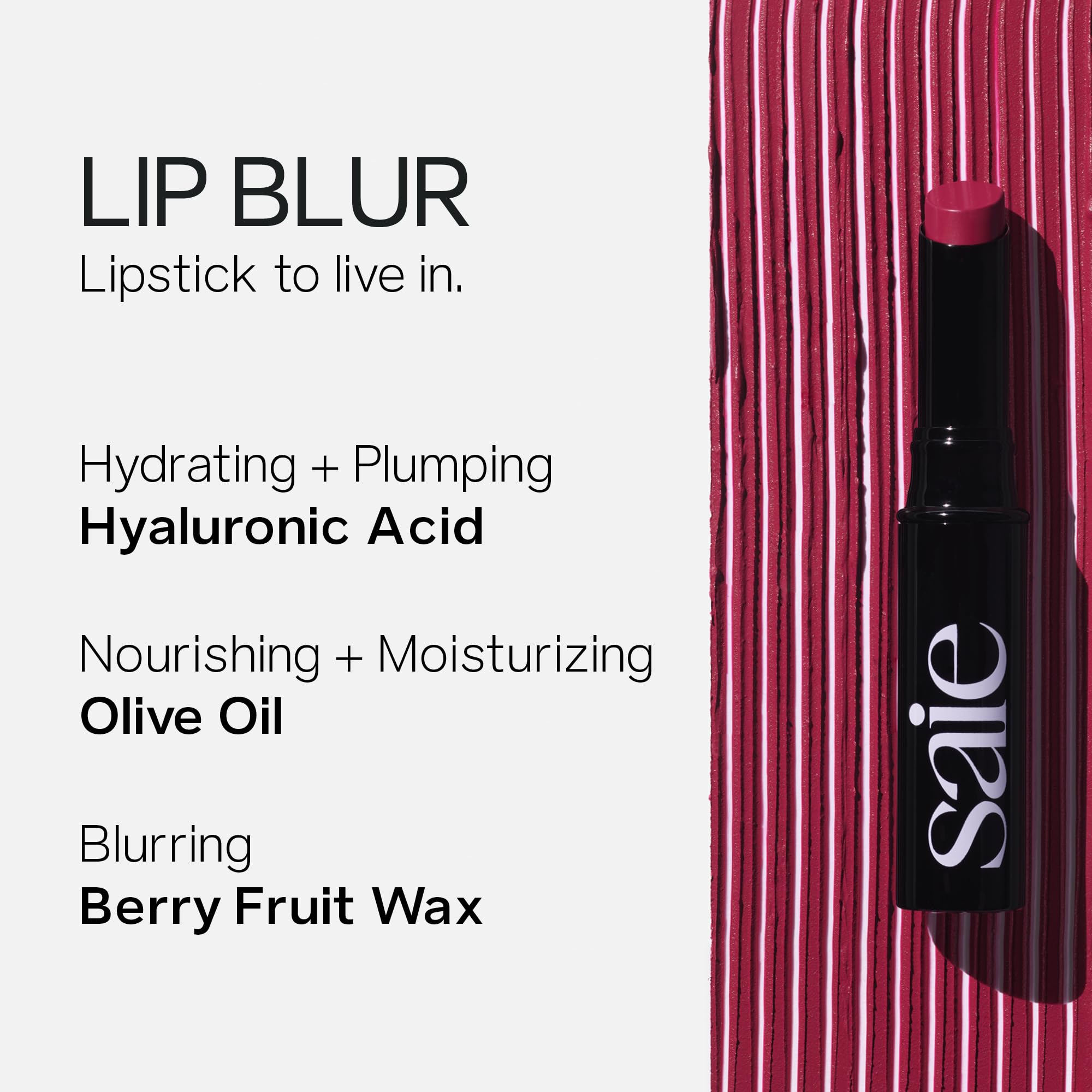Saie Lip Blur Soft Matte Lipstick - Long Lasting Lipstick with Hydrating, Buildable Coverage - Enriched with Hyaluronic Acid + Softening Jojoba to Nourish Lips - Surreal (0.09 oz)