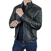 STOREJEES Mens Leather Jacket - Quilted Fashion Real Lambskin Biker Jacket Men