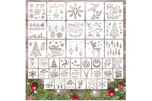 MYJMN Christmas Stencils for Crafts Ornament Reusable Holiday Christmas Window Snow Stencil for Painting on Wood DIY Glass Wall Furniture Door Hanger Sign (crafts39) ﻿