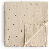 mushie Muslin Baby Swaddle Blanket | 100% Organic Cotton (Bees)