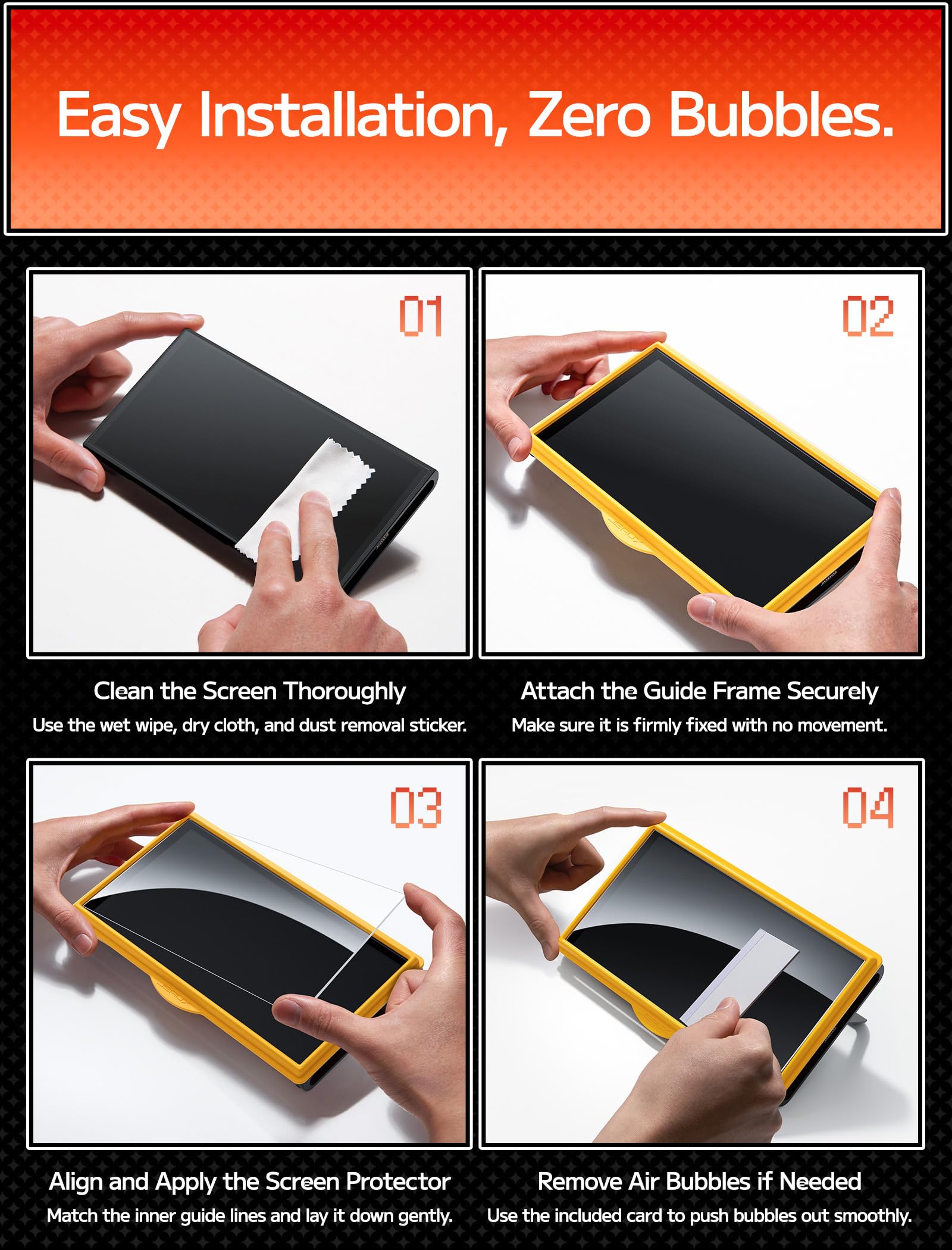 JSAUX 3er-Pack Schutz Glas für Nintendo Switch 2 (2025), Einfache Installation mit Montagerahmen, Ultra HD Displayschutzfolie mit 9H Härte, Kratzfest, Full-Screen Abdeckung, Schutz Zubehör 7