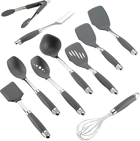Amazon Com Anolon 10 Piece Nylon Mixed Tool Set Graphite Kitchen Dining