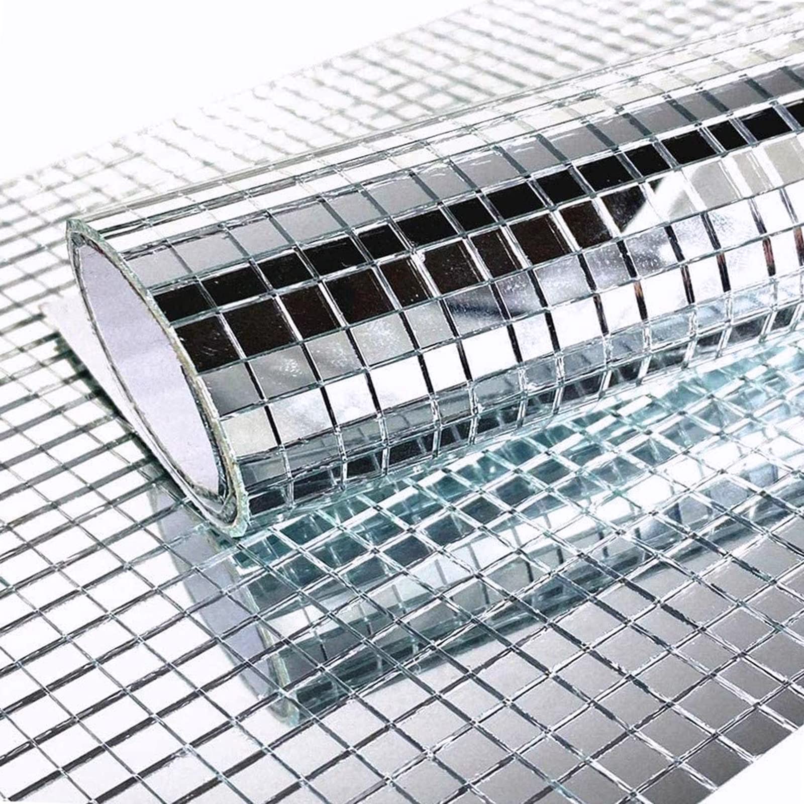 3600pcs Mirror Mosaic Tiles Square Glitter Glass Mosaics Self-Adhesive Backing Christmas DIY Art & Crafts Decoration (Silver, 5x5mm x 6sheets)