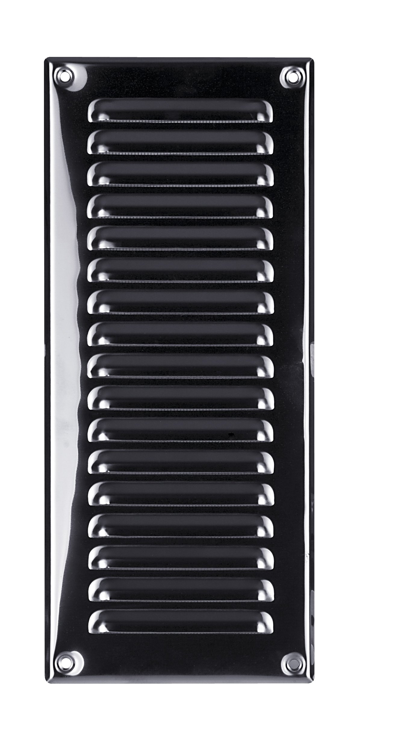 Ventilation Grille, Chrome Metal, 125 x 295 mm, Stainless Steel Look, Insect Net, MTA 12N, Louvre Grill, Weather Protection