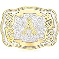 HUABOLA CALYN Vintage Belt Buckle Men Western Cowboy Rodeo Initial Letter ABCDMRJ to Z Golden Belt Buckles for Women