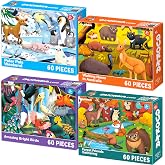 Puzzles for Kids Ages 4-6 - 4 x 60 Piece Jigsaw Puzzles for Toddlers 3-5 | Polar, Birds and Animals - Educational Kids Puzzles Ages 6-8 - Learning Gift Game for Children and Toddlers