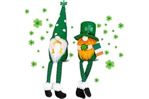 TSGEEG St. Patrick's Day Gnomes Plush- 2 PCS Leprechaun Doll Decorations Irish Green Shamrock Gift Swedish Tomte for Home Table Ornaments