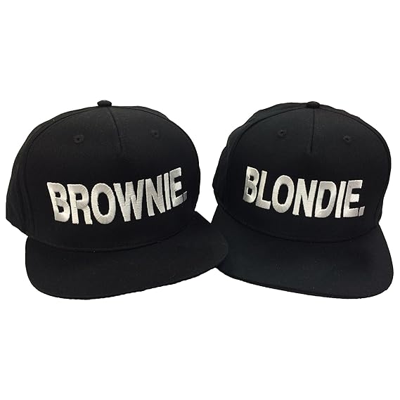 Blondie Brownie Pair Embroidered Rapper Cap Set Black