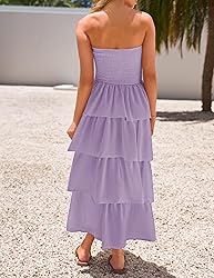 ZESICA Women‘s Summer Boho Strapless Maxi Dress