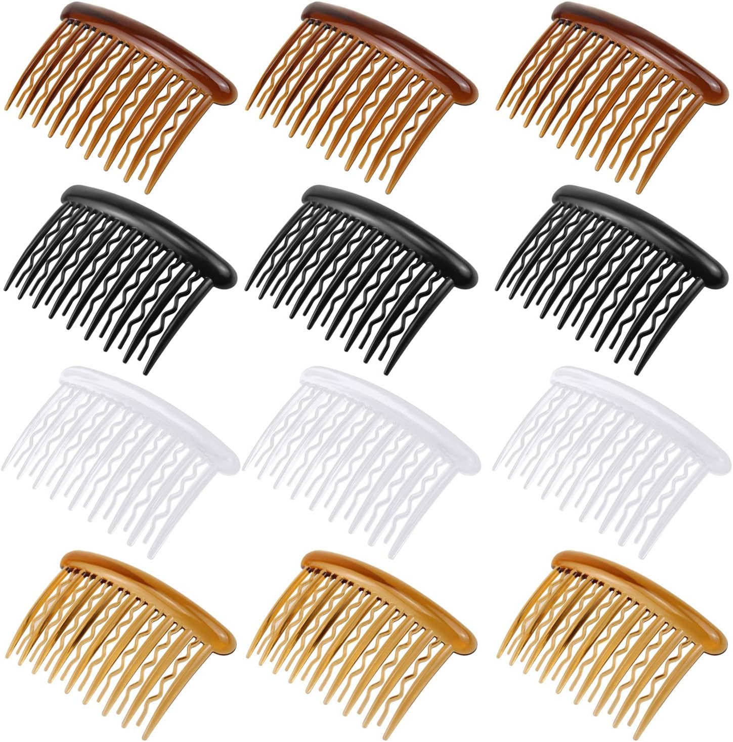 SelfTek 12 Pieces Hair Clip Combs 4 Colors Plastic Hair Combs for Fine Hair and Bridal Wedding Veil