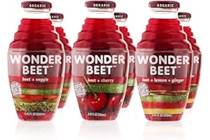 Beetology Organic Beet Juice 8.45oz "Variety Pack", 2 bottles each of: Beet + Veggie, Beet + Lemon Ginger, Beet + Cherry (6 Pack) Wonder Beet Juices | Organic, Vegan, Gluten Free, Kosher and Awesome!
