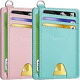 EcoVision Slim Minimalist Front Pocket Wallet, RFID Blocking Credit Card Holder Wallet with Detachable D-Shackle for Men Women