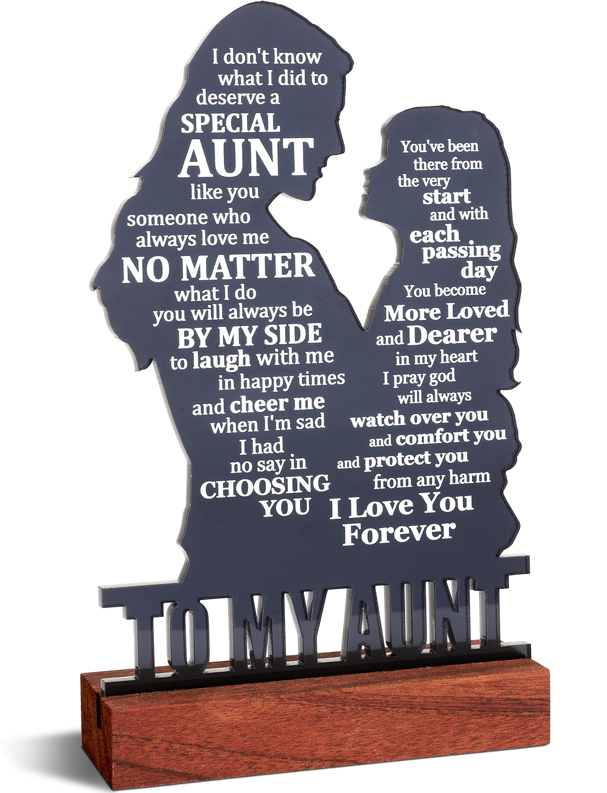 Sentimental Gifts for Aunt Birthday from Niece, Meaningful Present Ideas for Auntie, Best Aunt Ever Gifts for Mothers Day，Valentines Day, Christmas, Acrylic Decor Sign for Home Bedroom Office Desk