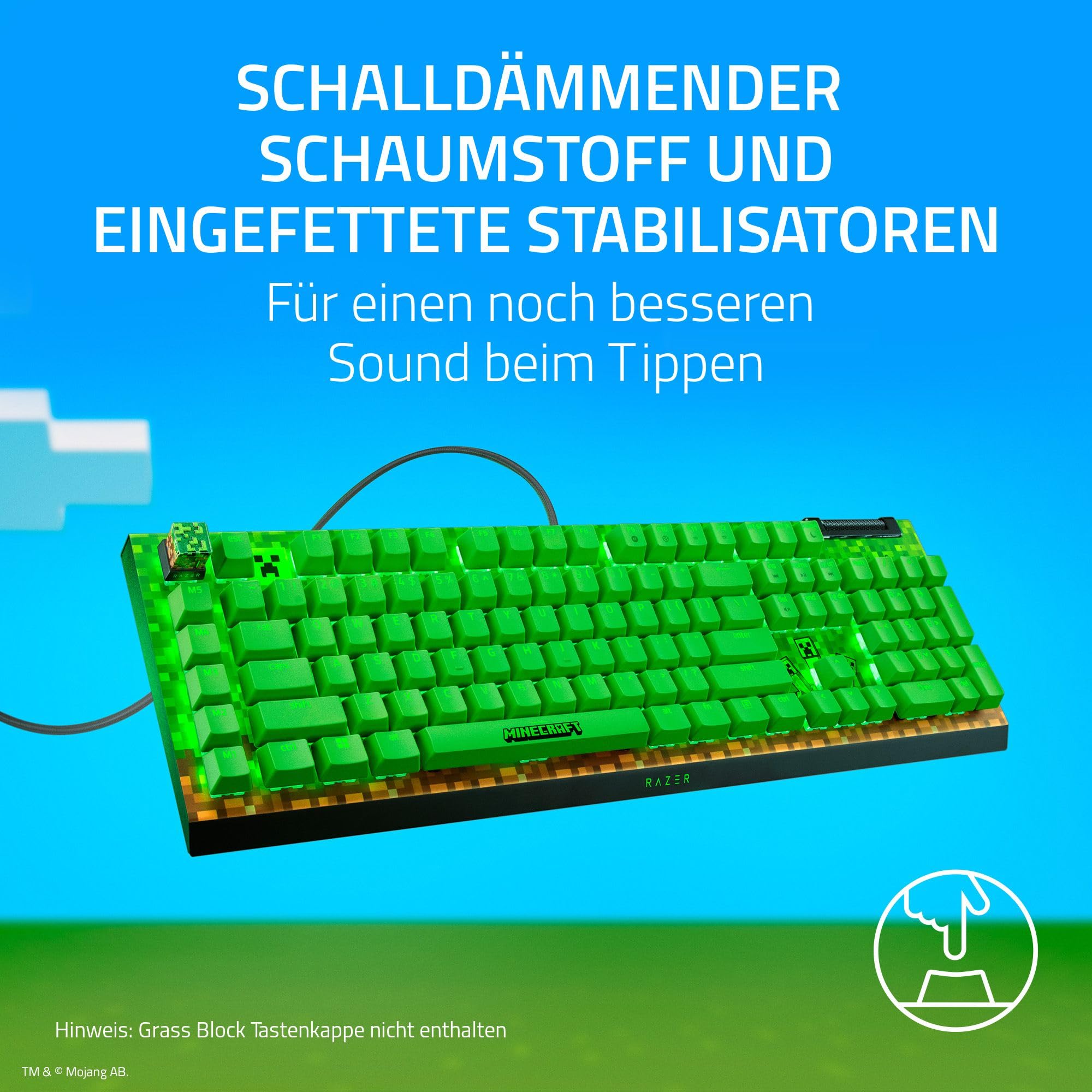 Razer BlackWidow V4 X Minecraft Edition - Mechanische Gaming-Tastatur - Chroma RGB (grüne Clicky Switches, 6 dedizierte Makro-Tasten, Doubleshot-ABS-Tastenkappen) QWERTY US-Layout | Minecraft 8