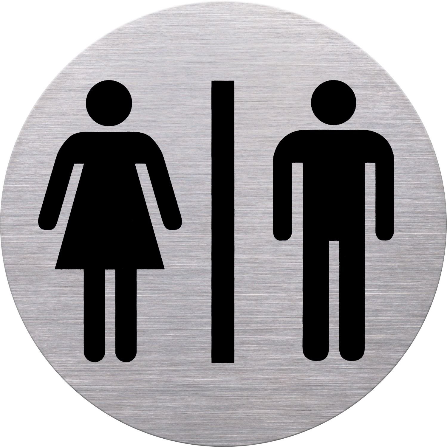 helit H6271100 – Bathroom Sign WC Pictogram Men and Women Stainless Steel, Diameter 115 mm/Self Adhesive with Adhesive Pad