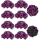 BLOSMON Flower Balls Wedding Rose Centerpieces 10 Pcs Purple Fake Flowers with Base Kissing Balls Decor Artificial Floral Arrangements Flower Bouquet of Roses Home Party Table DIY Decorations