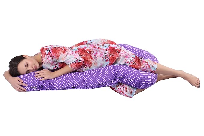 Momsyard Full Body C Shape Maternity/Pregnancy Pillow for Pregnant Women Made of 100% Cotton Pillow Cover - 1.8 Kg (Purple)