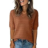 Dokotoo Women's Casual Short Sleeve Loose Tunic Tops Lightweight Knit Spring Summer Pullover Sweater Blouses