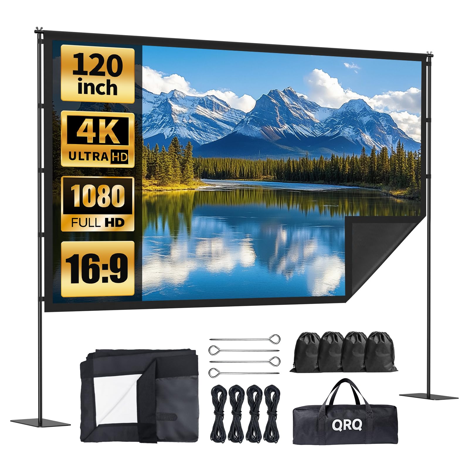 120 inch Projector Screen with Stand,2025 Upgraded