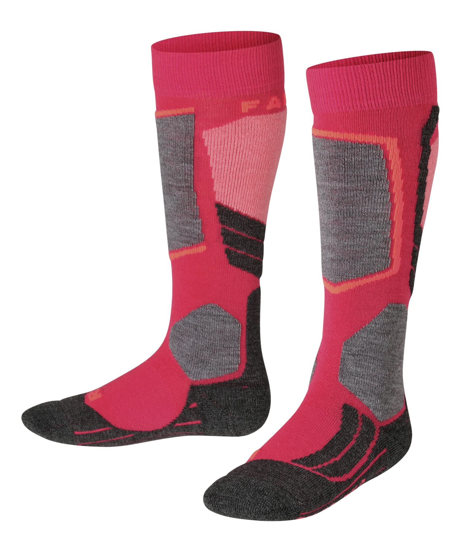 FALKE Unisex Kids SK2 Intermediate K Kh Wool Warm Thick 1 Pair Skiing Socks, Red Rose 8564, 3-5