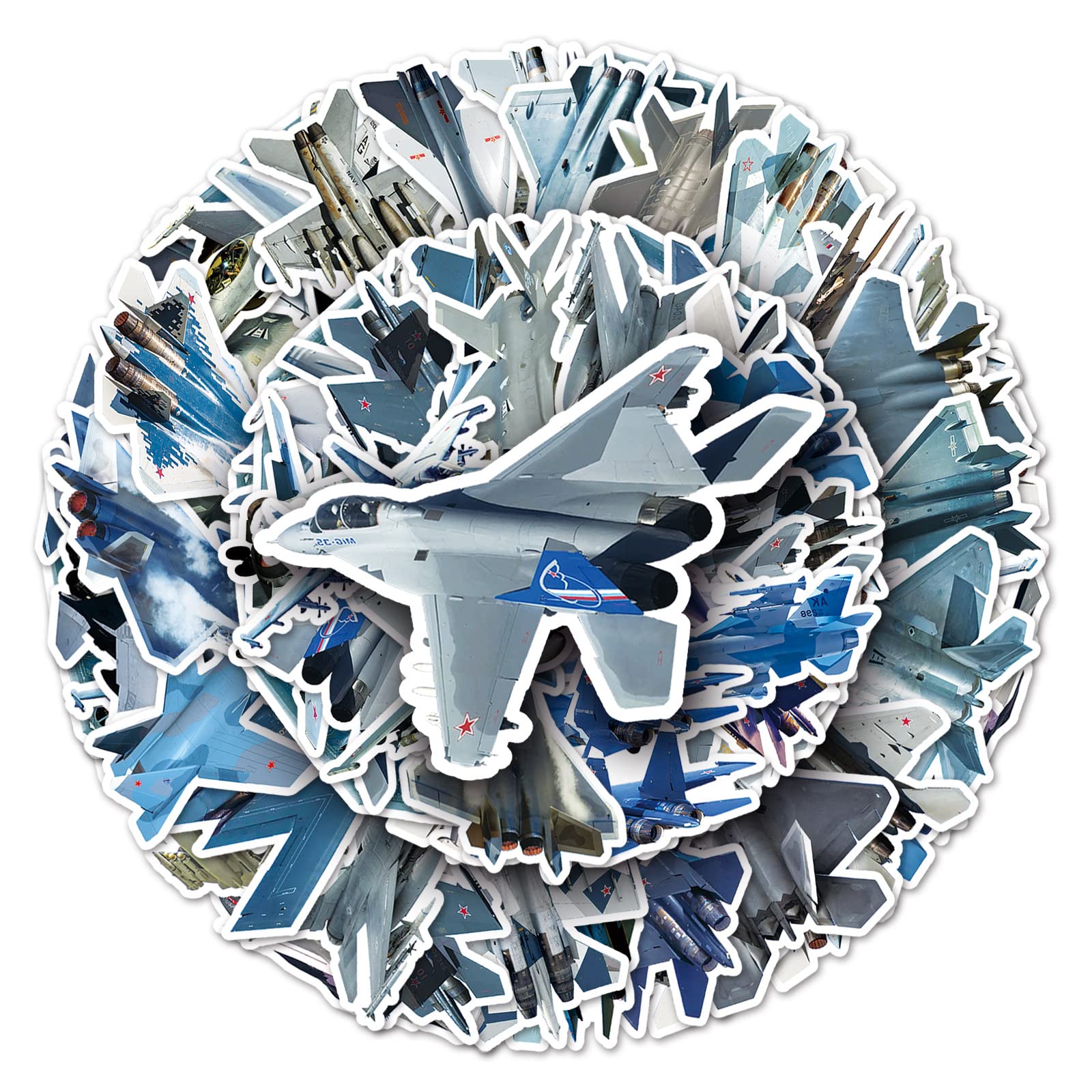 Fighter Stickers - 50 PCS, Gift for Kids & Adults, Waterproof, Aircraft Vinyl Stickers for Laptop, Phone, Skateboard, Bike, Scrapbook — image 1