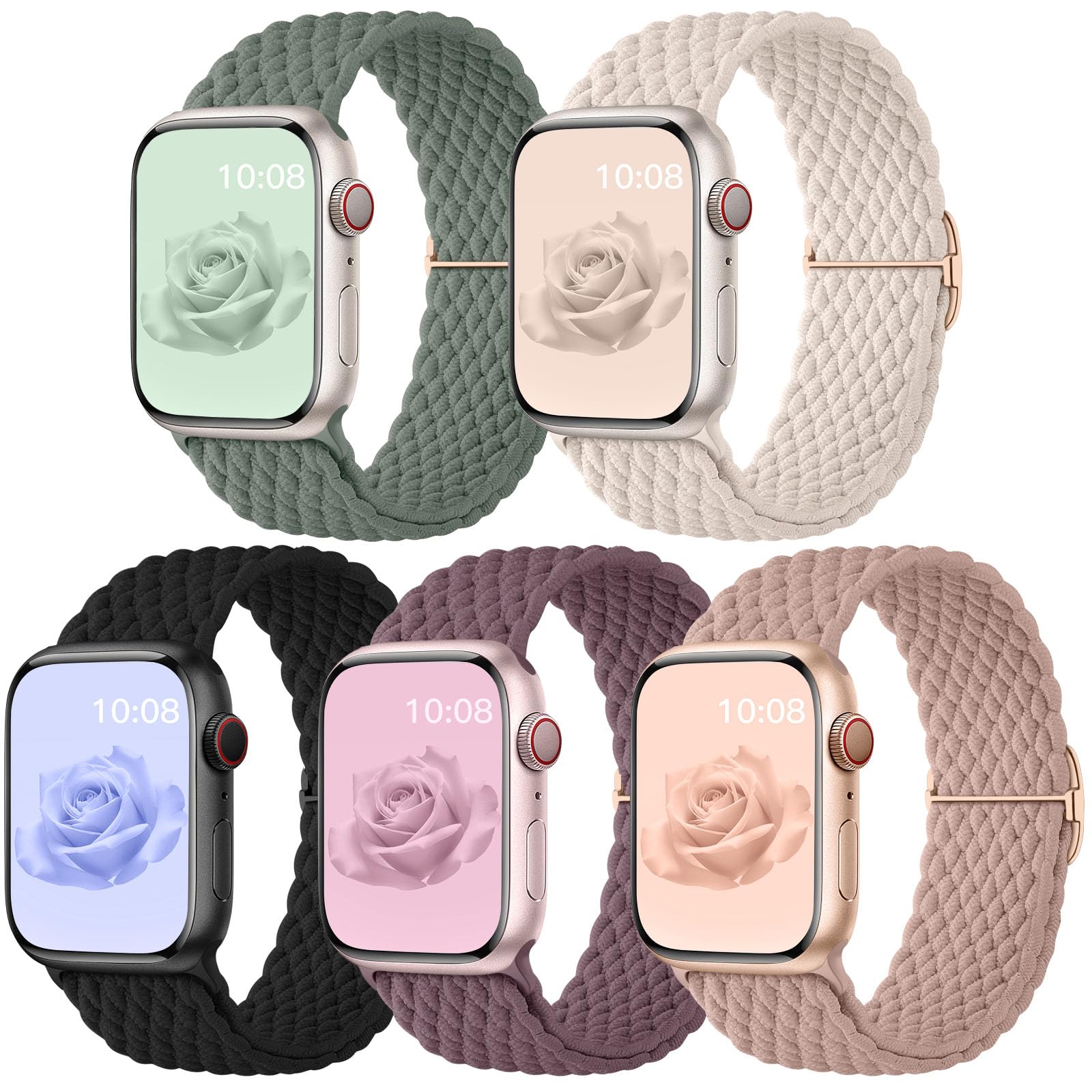 Photo 1 of Braided Solo Loop Compatible with Apple Watch Bands for Women,Elastic Adjustable Stretchy Bands Compatible with Apple Watch Bands 44mm for women for iWatch Series 10 9 8 7 6 5 4 3 SE Ultra