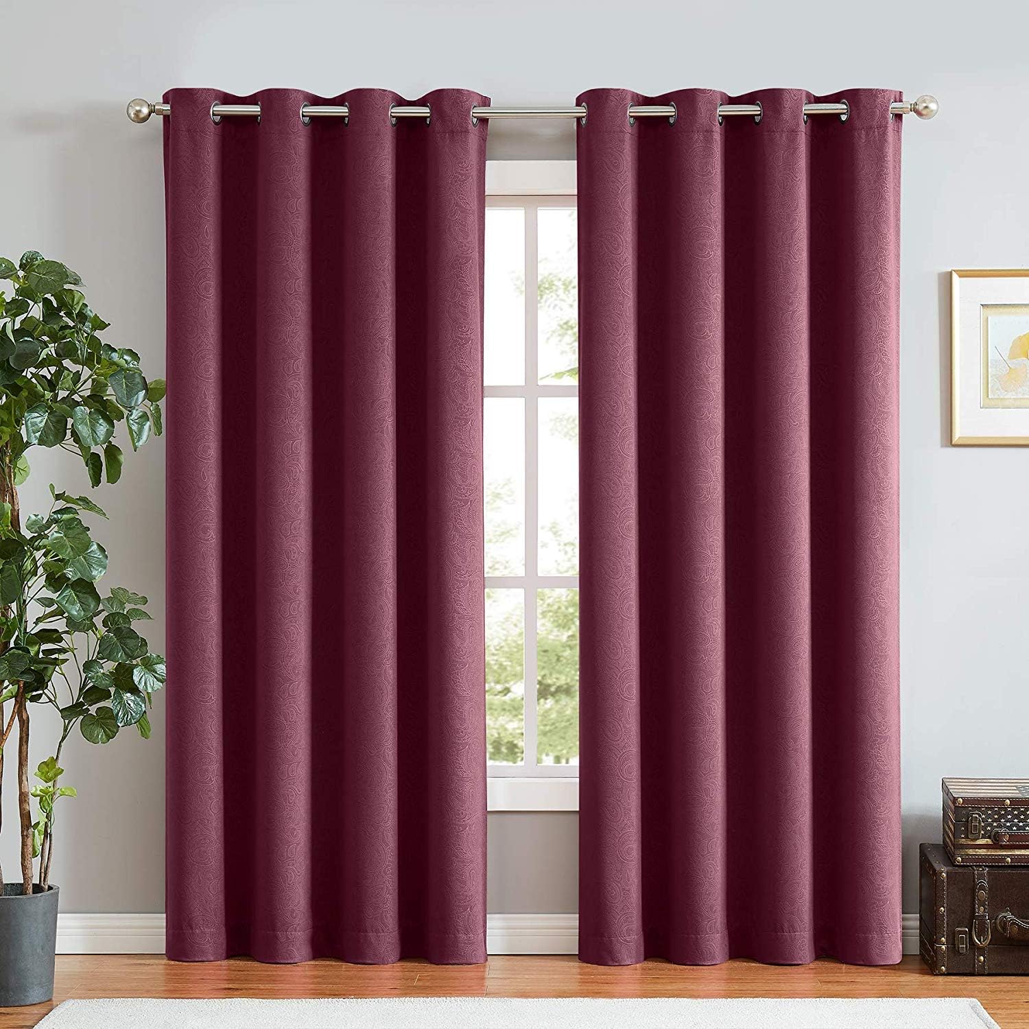Amazon Com Fmfunctex Full Blackout Red Curtains Living Room 95