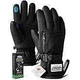 Hikenture Ski Gloves for Men&Women, 3M Thinsulate Waterproof Snow Gloves, Insulated Touchscreen Snowmobile Gloves for Cold Weather, Windproof Warm Skiing Gloves with Pocket