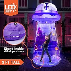 Joiedomi Halloween Inflatable UFO Decoration, 9 FT