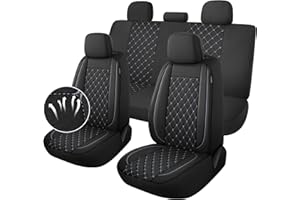 YGL Breathble Car Seat Covers Full Set,Washable Seat Covers for Cars,Premium Cloth Car Seat Protectors,Interior Covers for Cars,Sedan Van Truck SUV(Black/Gray)