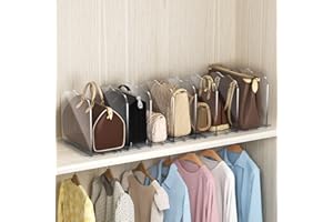 MEKEET Purse Organizer, Acrylic Purse Organizer for Closet, 32 Inch 10 Panels Adjustable Shelf Bag Divider, Clear Wave Detachable Handbag Storage Shelf, Keep Purses Upright