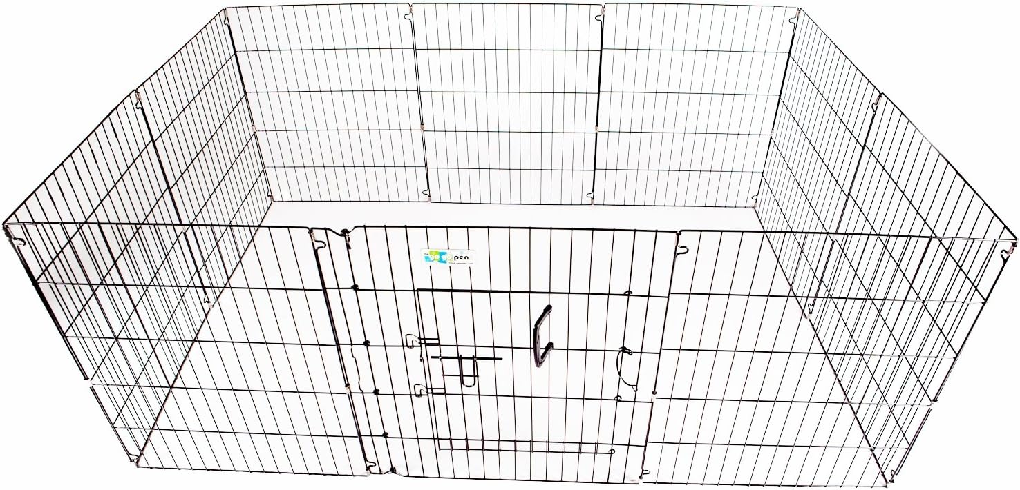 24"H x 24" 10 Panel GoGo Black Epoxy Exercise Pen w/ Door