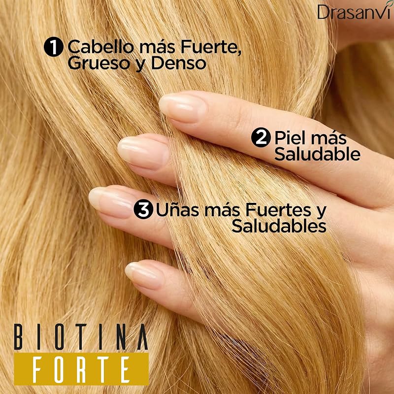 Biotina para el Cabello 10.000 mcg | Piel y Uñas, Zinc y Hierro | Drasanvi