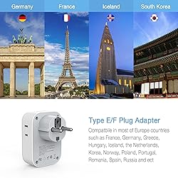 TESSAN Type E F Plug Adapter, Germany France Power